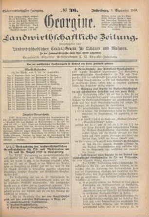 Siebenundfünfzigster Jahrgang. No. 36. Insterburg, 5. September 1889.