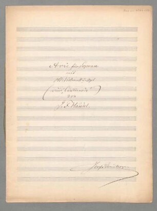 Ode for St Cecilia's Day, Excerpts. Arr, S, vlc, org, HWV 76/3, G-Dur - BSB Mus.ms. 4746-23 : [dust cover title:] Arie für Sopran // mit // obl: Violoncell u. Orgel // (aus "Cäcilienode") // von // J. F. Händel