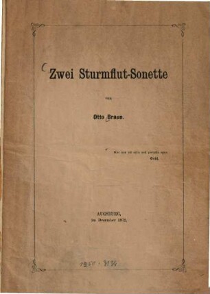 Zwei Sturmflut-Sonette