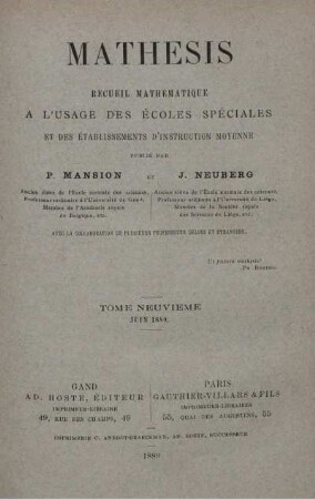 TOME NEUVIEME. JUIN 1889.