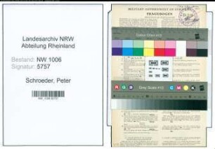Entnazifizierung Peter Schroeder , geb. 20.05.1904 (Zollsekretaer)
