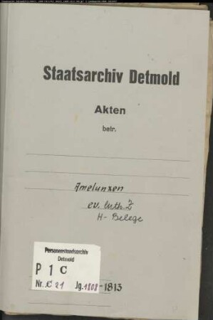 Belegakten zu den Heiratsregistern der evangelischen Gemeinde Amelunxen, Kreis Höxter (1808-1813)