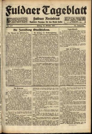 Ausgabe vom Freitag, den 14. Oktober 1921.