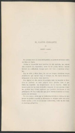 "El canto errante" de Rubén Darío