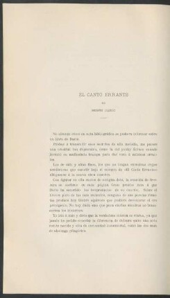 "El canto errante" de Rubén Darío