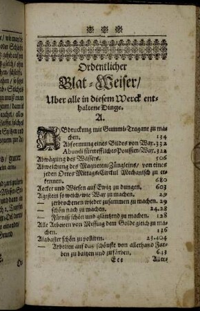Ordentlicher Blat-Weiser/ Uber alle in diesem Werck enthaltene Dinge.