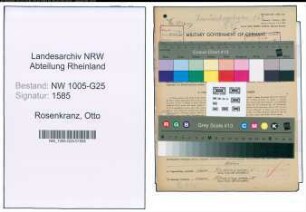 Entnazifizierung Otto Rosenkranz , geb. 09.04.1891 (Handelsvertreter)