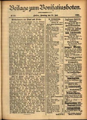 Zweite Ausgabe vom Sonntag, den 21. Juli 1901.