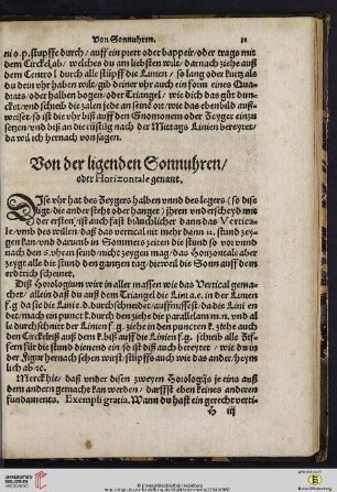 Von der ligenden Sonnuhren/oder Horizontale genant