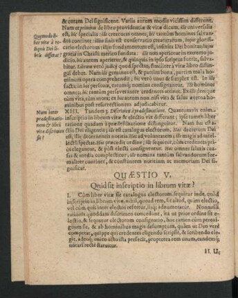 Quaestio V. Quid sit inscriptio in librum vitae?