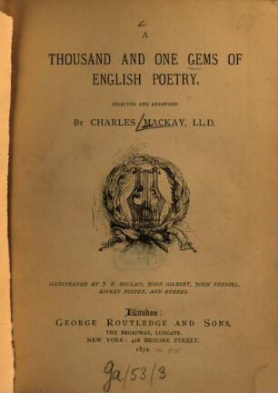 A thousand and one Gems of English poetry, selected and arranged by Charles Mackay
