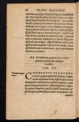 De Temperamentis Seu quatuor qualitatum commixtionibus. Cap. IIII.