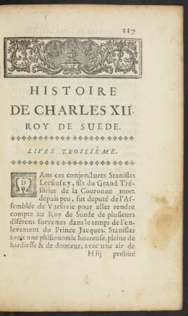Histoire De Charles XII. Roy De Suede. Livre Troisiéme.