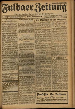 Erste Ausgabe vom Freitag, den 05. Dezember 1924.