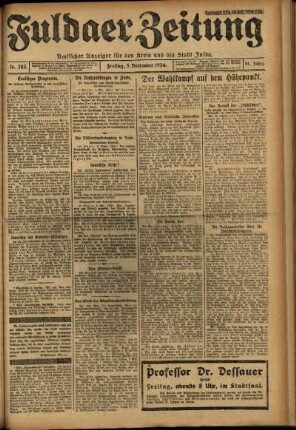 Erste Ausgabe vom Freitag, den 05. Dezember 1924.