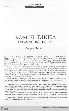 11: Kom el-Dikka : excavations, 1998/99