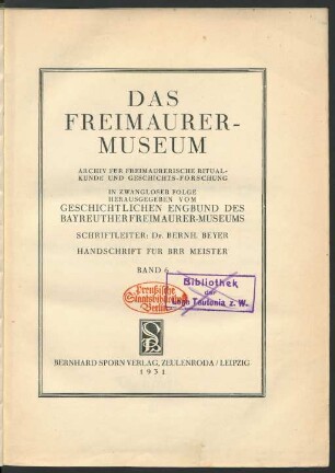 6.1931: Das Freimaurer-Museum