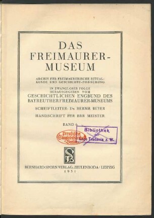 6.1931: Das Freimaurer-Museum