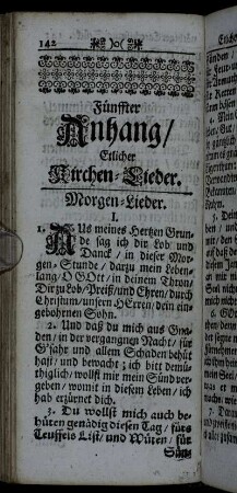 Morgen-Lieder. - Abend-Lieder. - Bet-Lieder. - Lob- und Danck-Lieder.