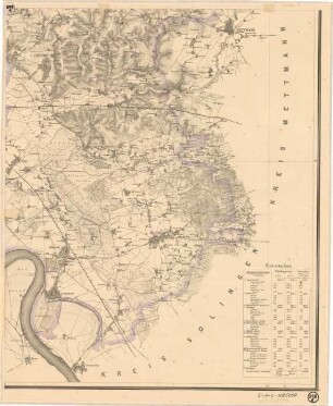 Topographische Karte des Stadt- und Landkreises Düsseldorf.