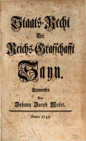 Staats-Recht der Reichs-Graffschafft Sayn