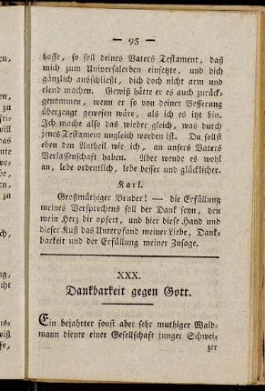 XXX. Dankbarkeit gegen Gott