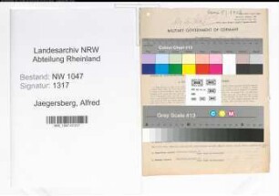 Entnazifizierung Alfred Jaegersberg , geb. 28.06.1899 (Geschaeftsfuehrer)