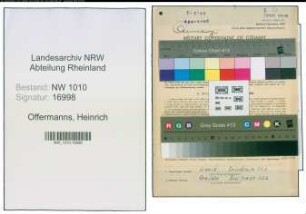 Entnazifizierung Heinrich Offermanns , geb. 03.01.1903 (Schlosser)
