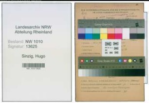 Entnazifizierung Hugo Sinzig , geb. 24.02.1898 (Kasseninspektor)