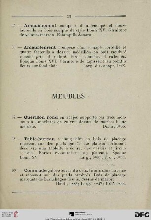 Meubles (Nr. 67-93)