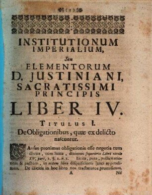 Jurisprudentia Elementaris, Seu Prima Elementa totius legitimae scientiae Juxta Ordinem Institutionum Imperialium. 4