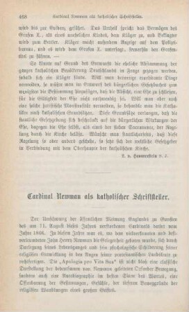 468-479 Cardinal Newman als katholischer Schriftsteller