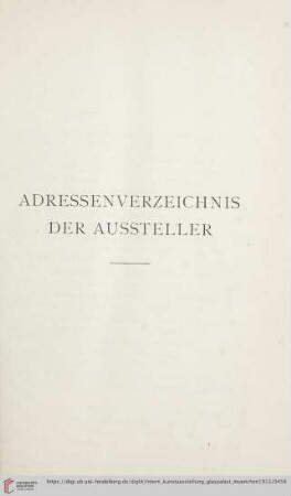 Adressenverzeichnis der Aussteller