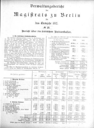 No. 21. Bericht über die städtischen Badeanstalten
