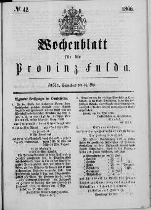 Nr. 42, Ausgabe vom 26. Mai 1866
