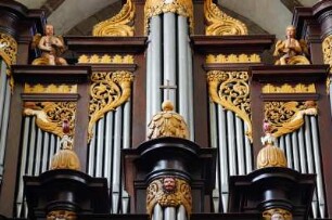 Frankreich. Basse Normandie. Manche. Granville. Kirche Notre Dame de Granville. Grosse Orgel errichtet von Ingoult. 17. Jahrhundert