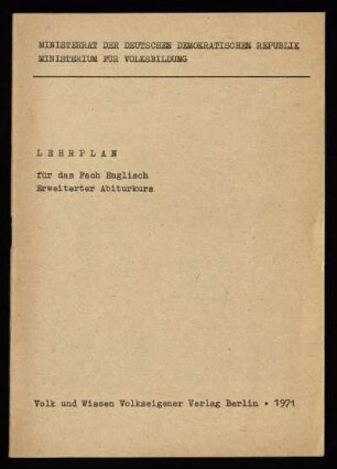 1971: Erweiterter Abiturkurs
