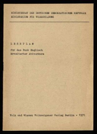 1971: Erweiterter Abiturkurs