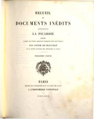Recueil de documents inédits concernant la Picardie, 3