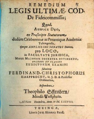 Remedium legis ultimae Cod. de fideicommissis, [1]