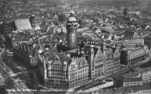 Leipzig: Neues Rathaus, Original-Fliegeraufnahme