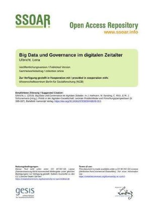 Big Data und Governance im digitalen Zeitalter