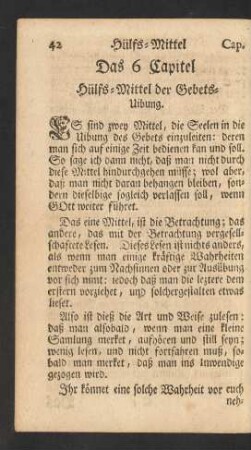 Das 6 Capitel Hülfs-Mittel der Gebets-Uibung.