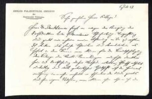 Handschriftliches Schreiben aus der Akte Hauff, Bernhard