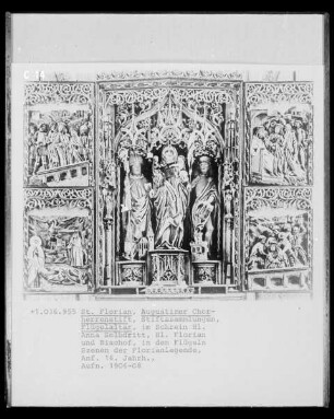 Anna selbdritt mit zwei männliche Heiligen; Heiliger Florian und Szenen aus der Florianslegende