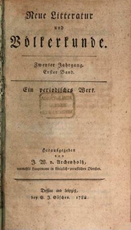 Neue Litteratur und Völkerkunde : ein periodisches Werk. 2,1, 2, 1. 1788