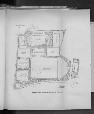 Plan der großen Sportanlage (Stadion) im Volkspark.