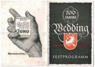 Programm zur 700-Jahrfeier des Berliner Bezirkes Wedding