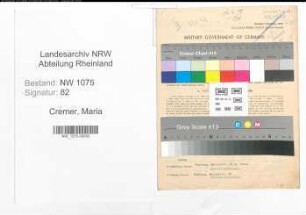 Entnazifizierung Maria Cremer , geb. 30.05.1895 (Berufsberaterin)