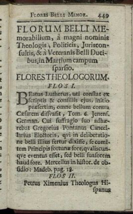 Florum Belli Memorabilium [...]